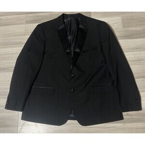 Unique CARLO LUSSO mens solid Black SUPER 150s sport coat suit jacket blazer 48R